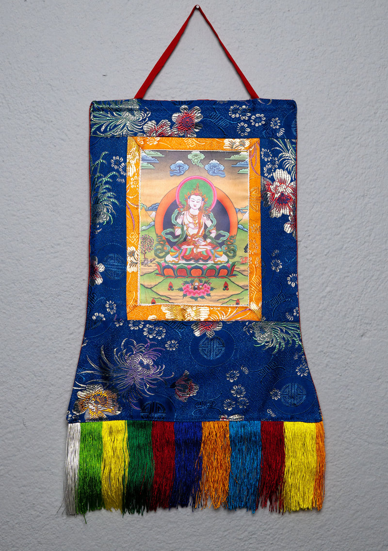 Buddhist Wall Hanging with Brocade Frame
