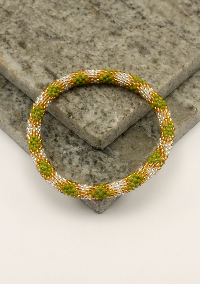 NEW Mint Green Burfi Glass Beads Bracelet