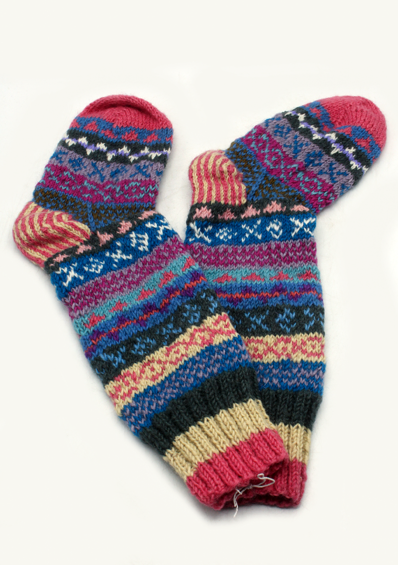 Handknitted Multicolor Woolen Knee High Socks