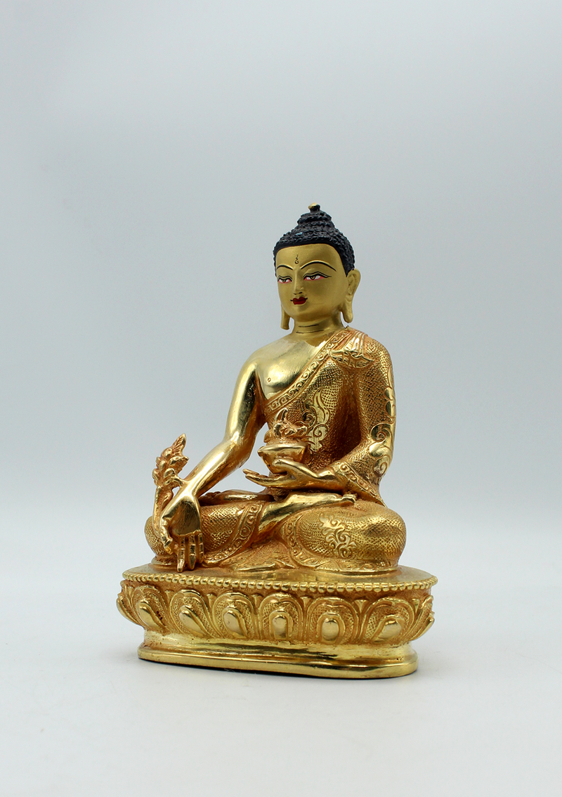 Full Gold Plated Copper Medicine Buddha Statue