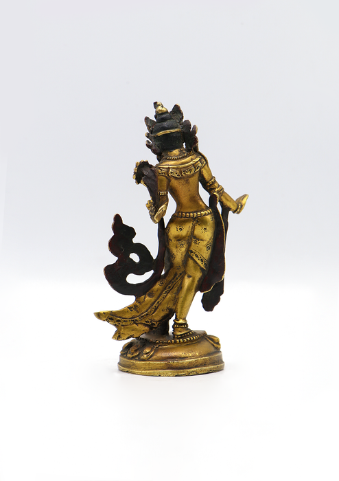 Fully Gold Plated Antique  Dancing Tara Statue 5"H