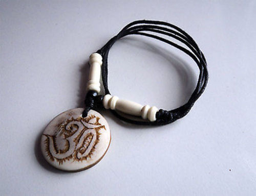 Religious Hindu OM Carved Pendants in an adjustable Thread