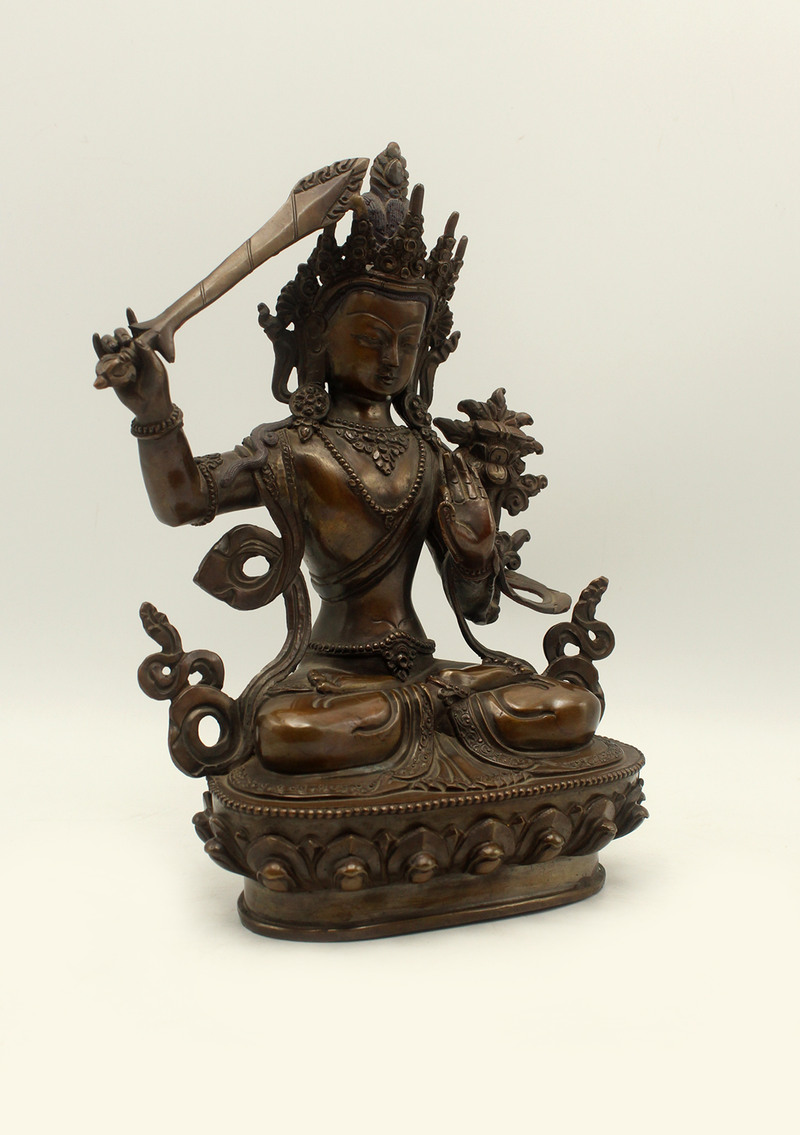 Copper  Fine  Arts Manjushri Statue 8.5" H
