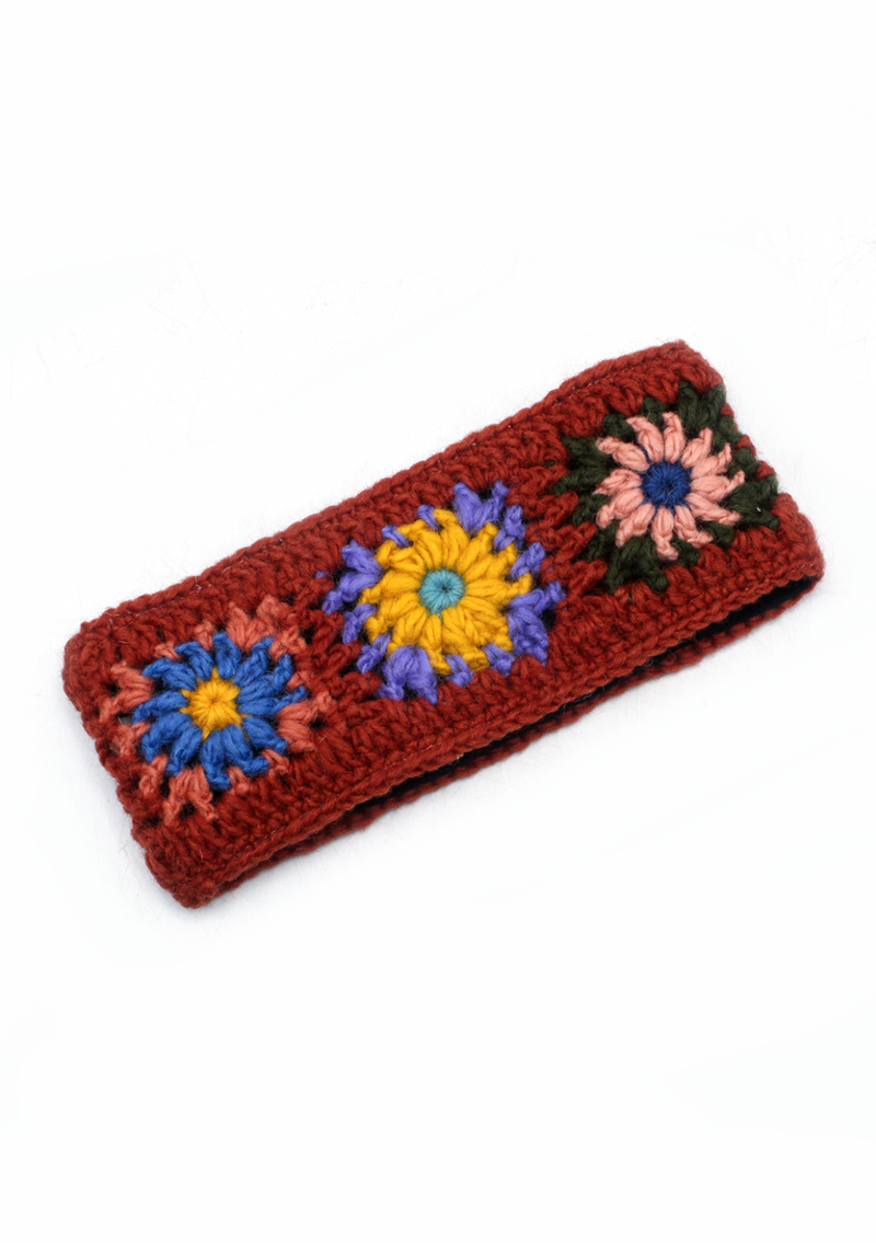 Handknitted Crochet  Winer Sherpa Flower Headband