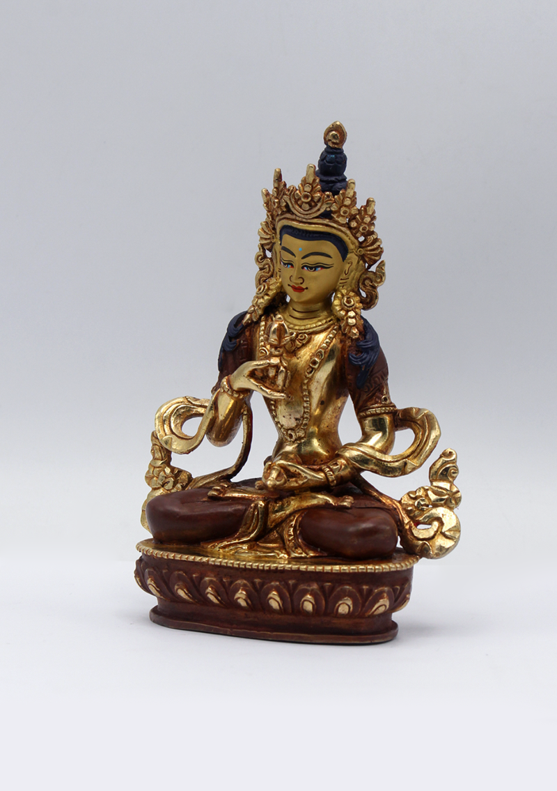Partly Gold Plated Copper Vajrasattva Statue 5.5"H