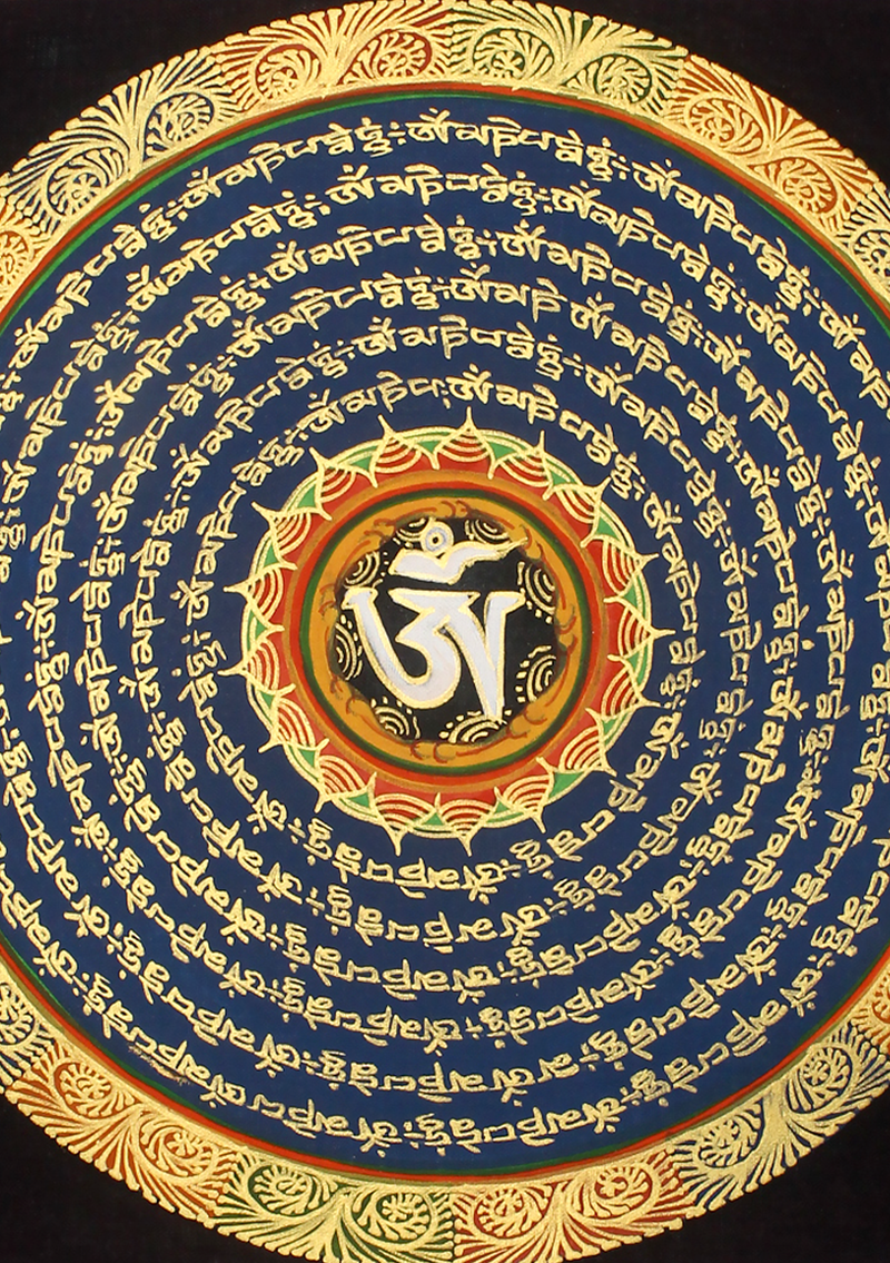 6 Line Tibetan Om Mani Mantra  Thangka Painting