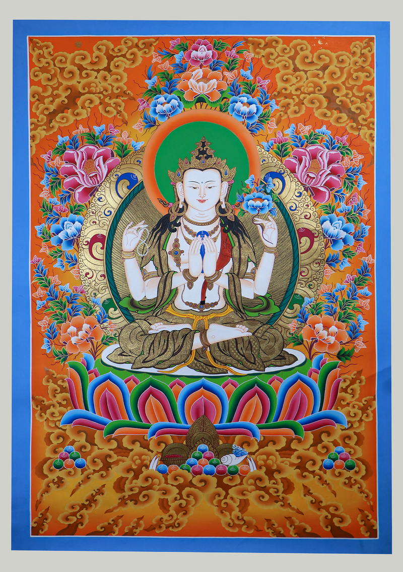 Chenrezig Single Deity God of Comapassion Thangka Painting