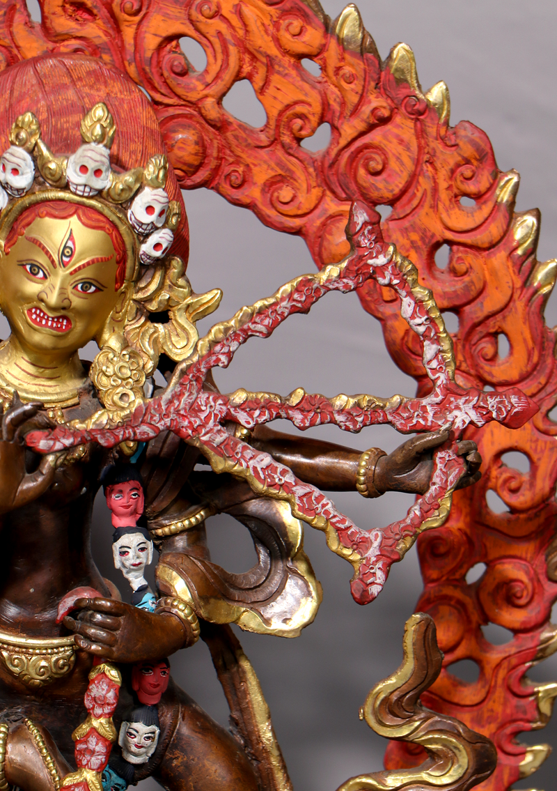 Old Style Gold Gilded Copper  Kurukulla Statue 14.5"H