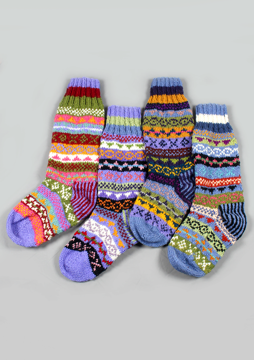 Handknitted Purple Woolen Knee High Socks