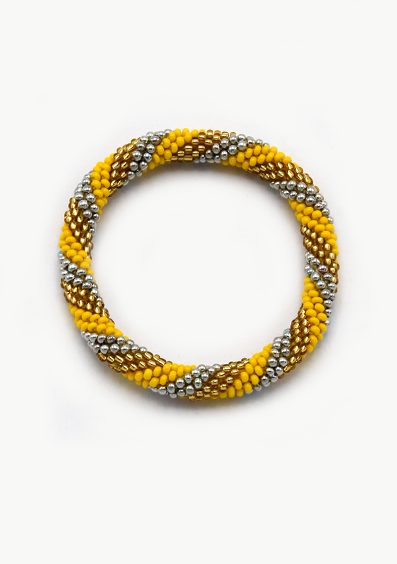 Kids’  Yellow Gold Stripe Roll-On Bracelet – Playful Beads from Nepal