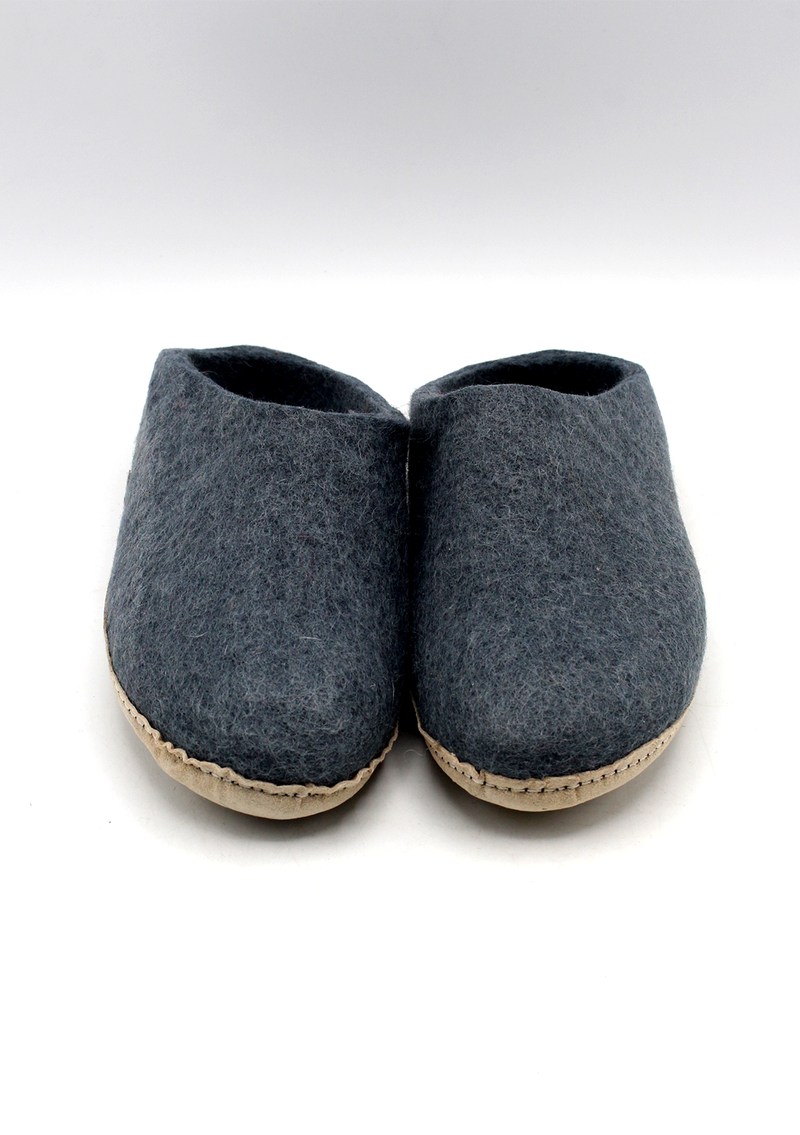 Hand Felted Woolen Classic Women Slippers - Grey