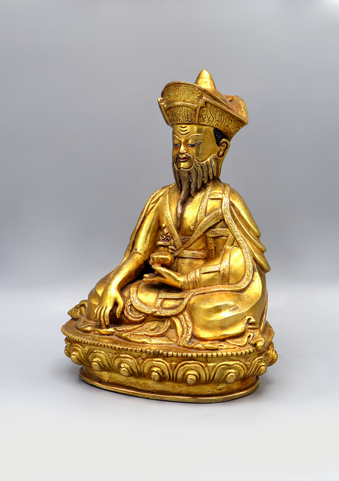 Zhabdrung 24K Gold Rinpoche Statue 7.5"H