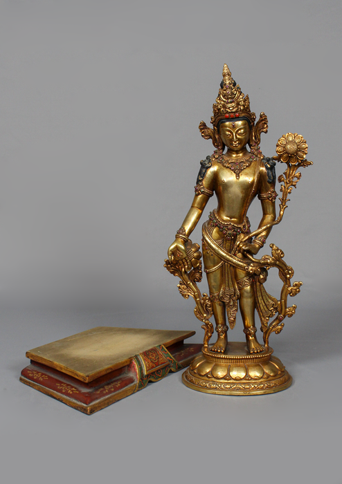 Fully Gold Plated Padmapani Lokeshvara Statue