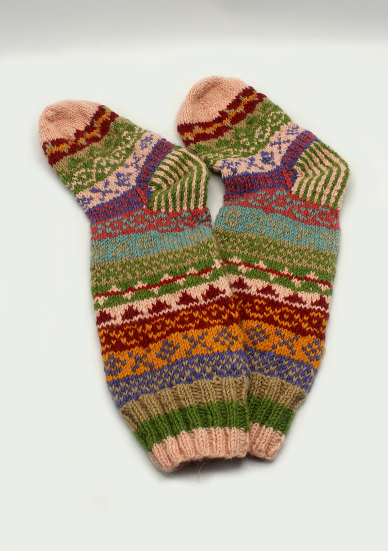 Handknitted Multicolor Woolen Knee High Socks