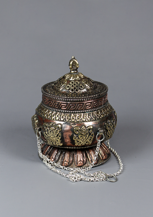 8 Auspicious Symbol Copper Incense Burner