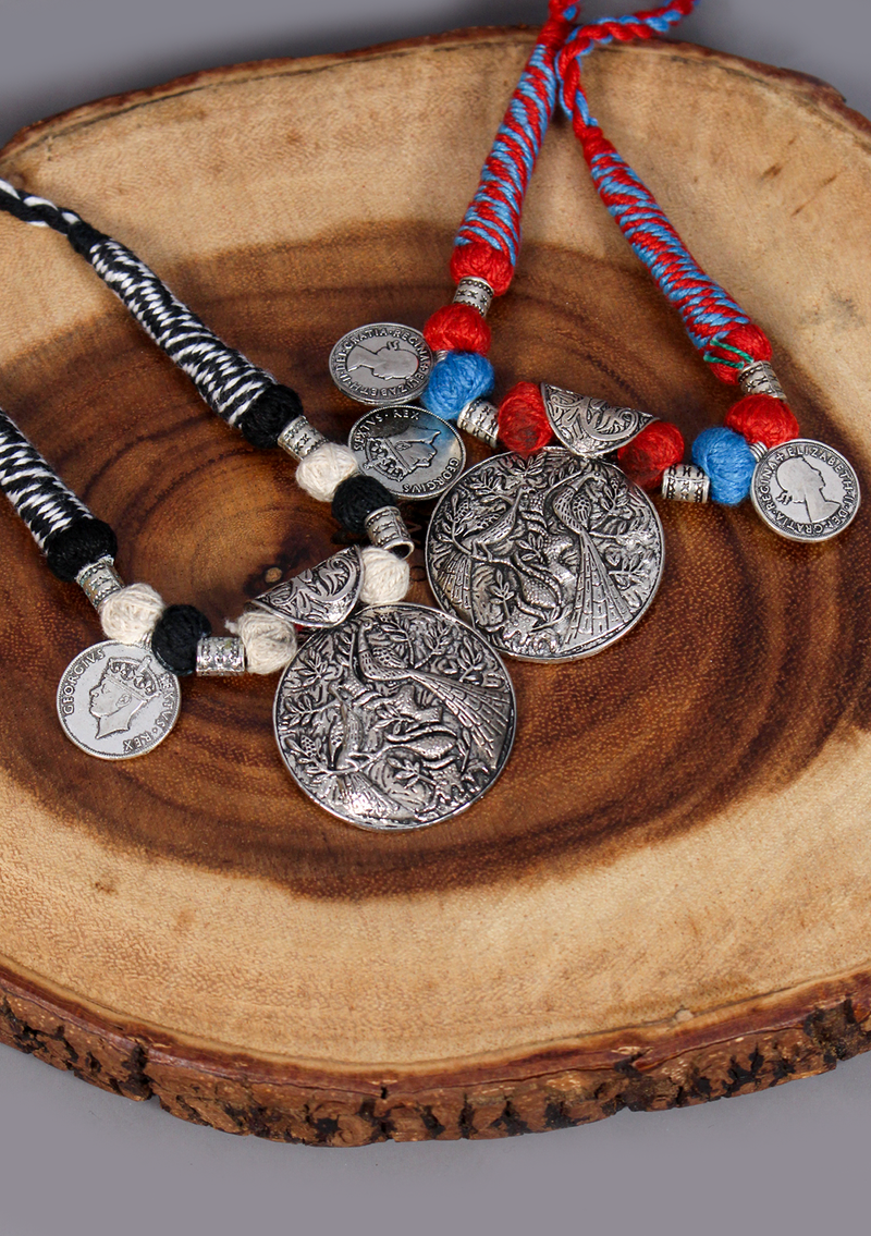 Elegant White Metal Tribal Style Mayur/ Peacock Pendant from Nepal