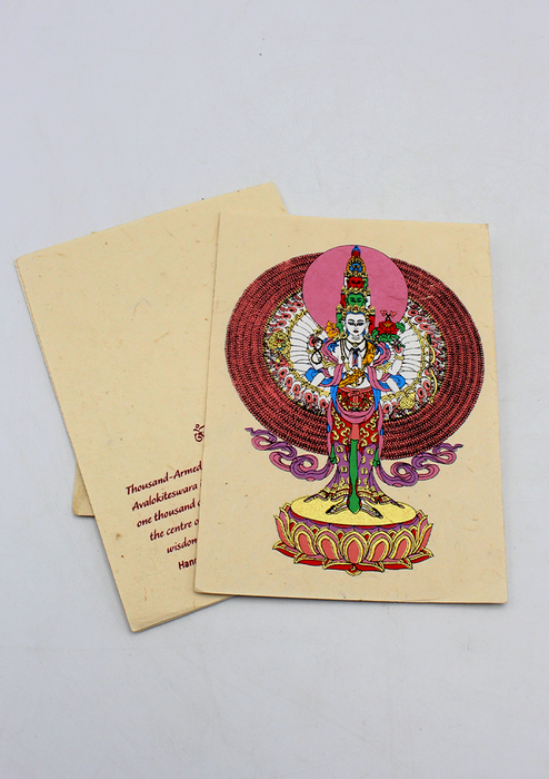 Avalokiteshvara Painted Handmade Nepalese Lokta Paper Greeting Card