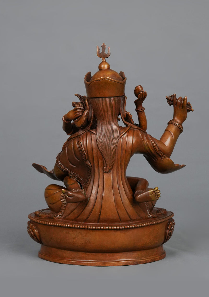 Oxidized Copper Guru Rinpoche Shakti Statue 9" H