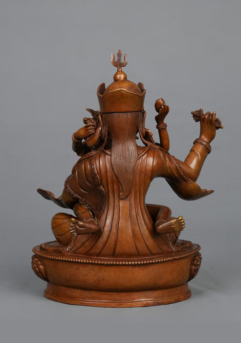 Oxidized Copper Guru Rinpoche Shakti Statue 9" H