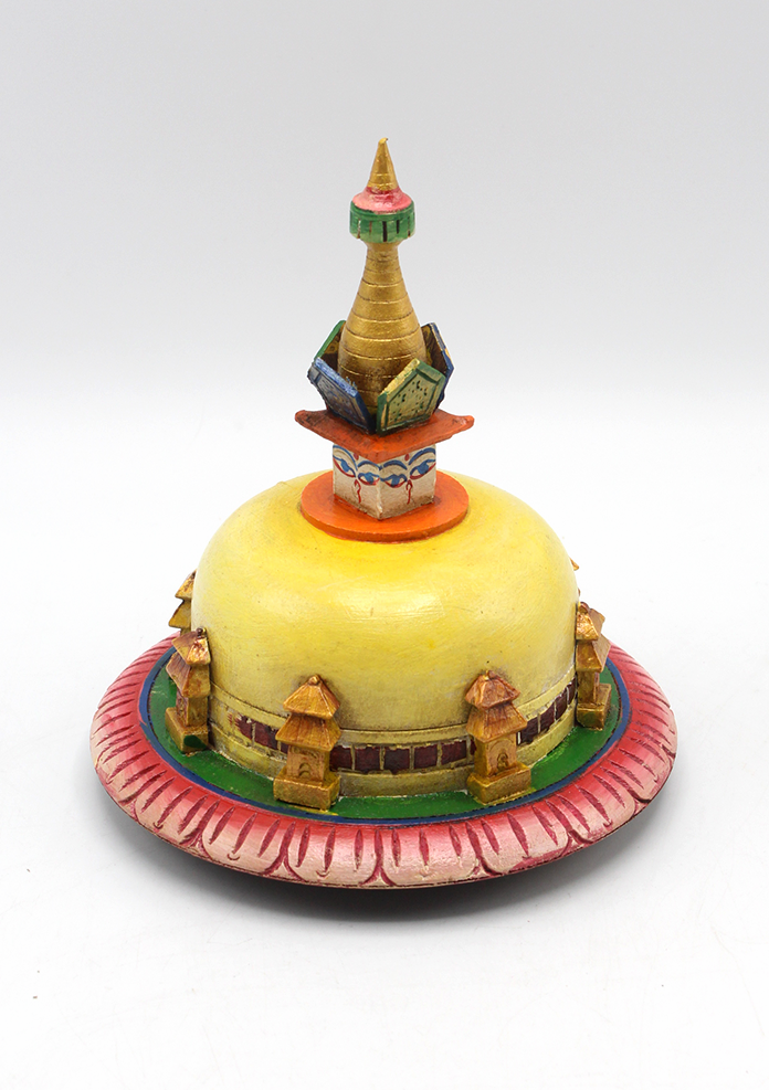 Hand Painted Wooden Swayambhunath Stupa Chorten