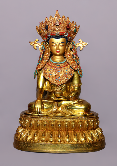 Masterpiece 24K Crown Buddha Statue 27" H