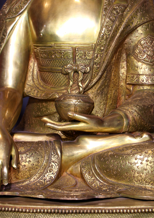 Mastercrafted  24K Gold Gilded  Shakyamuni Statue 25"H