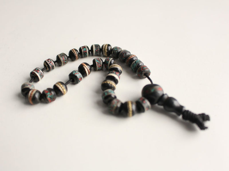 Black Bone Inlaid Wrist Mala