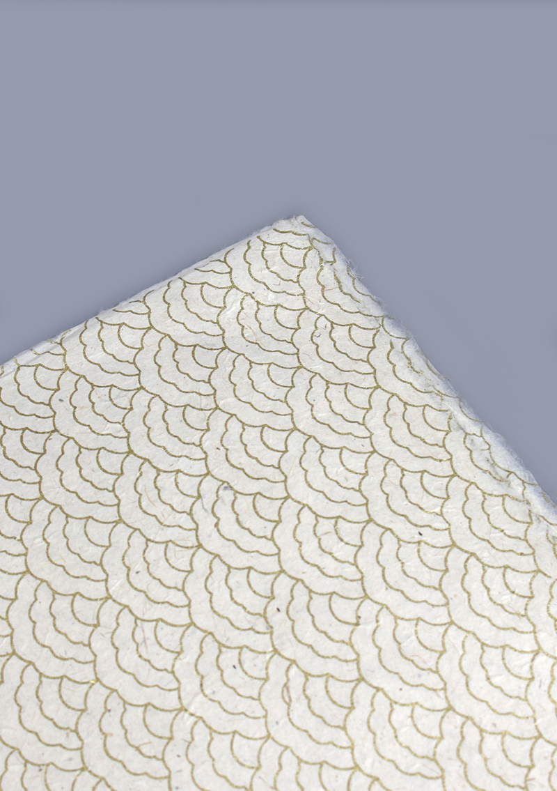 Golden Tibetan Clouds Printed Lokta Gift Wrapping Paper