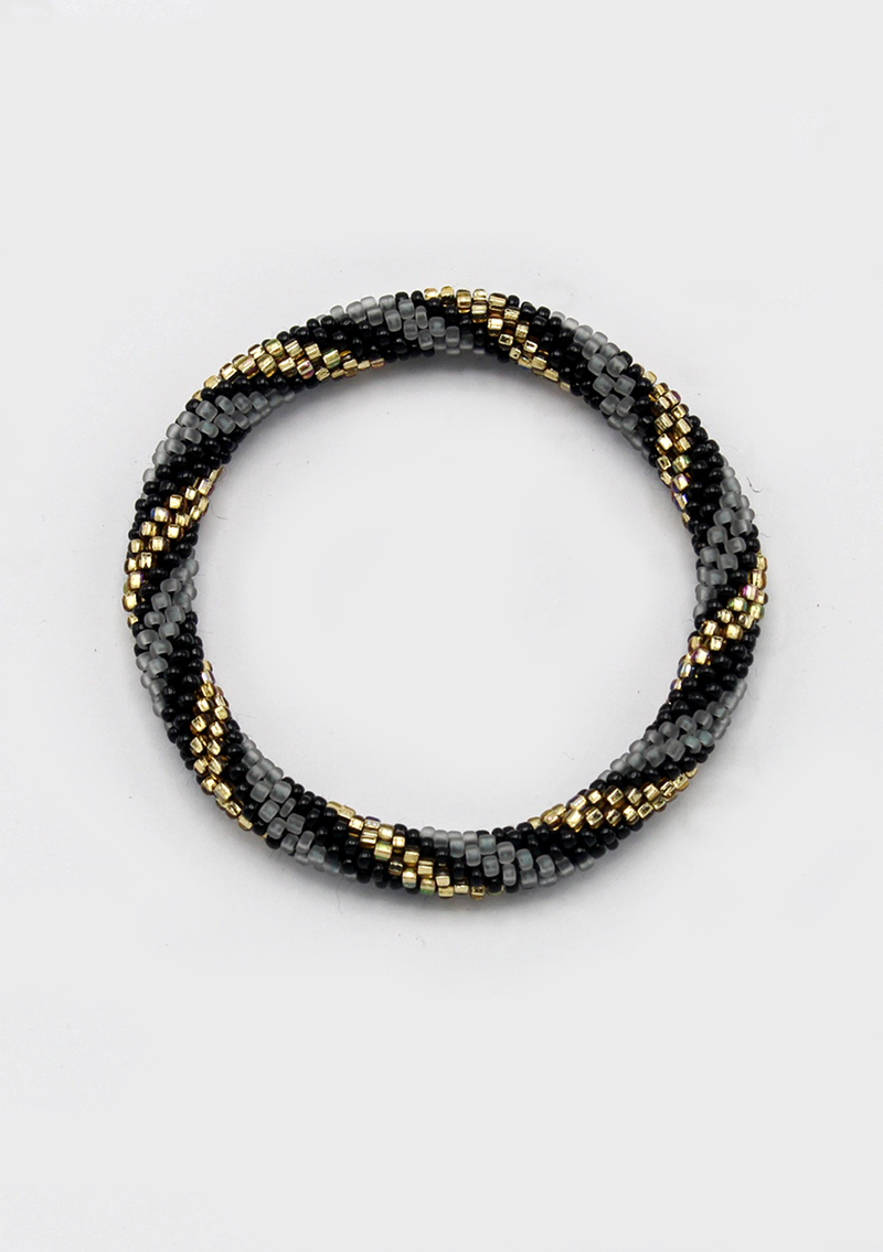 Roll on Beads Disco Black Gold Spiral Roll Bracelet - NEW BATCH
