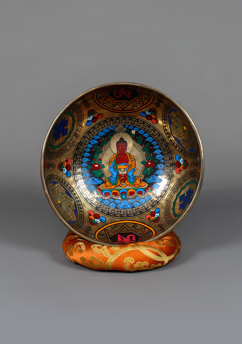 Amitabha Buddha  Thangka Painting Singing Bowl 8"