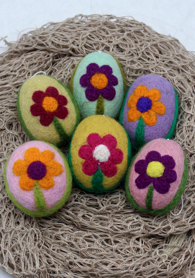 Multi Color Handmade Felt Easter Egg Ornaments