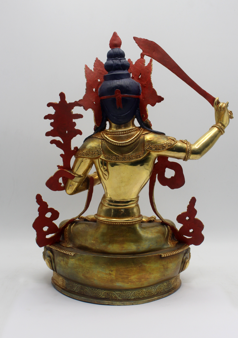 Masterpiece 24 K Gold Manjushree Statue 14" H