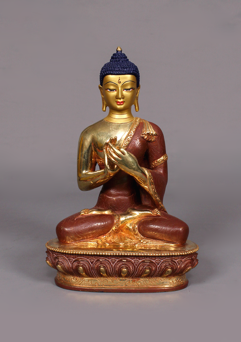 Partly Gold Plated Vairochana Statue 9" H