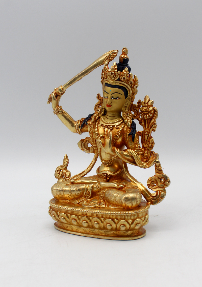 Masterarts 24 K Gold Plated Manjushree Statue 5.5" H