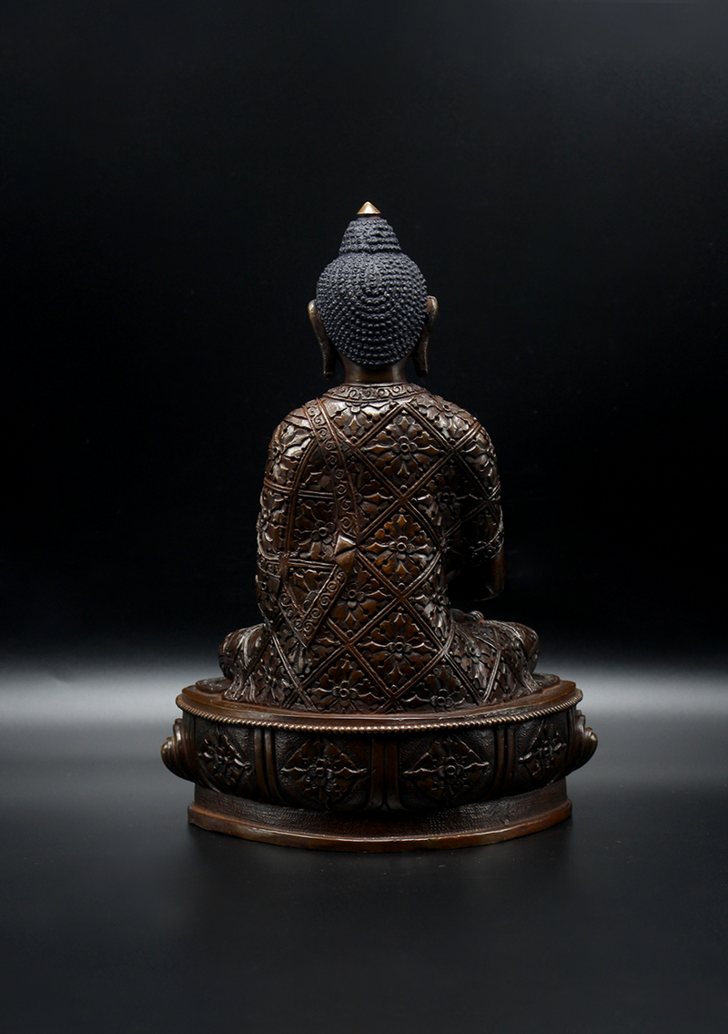 Copper Amitabha Buddha Statue 9"H