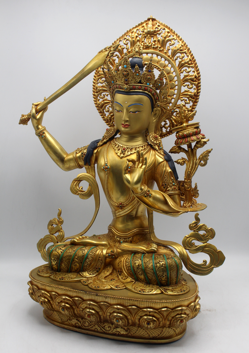 Masterarts 24 K Gold Plated TheManjushree Statue 21"H