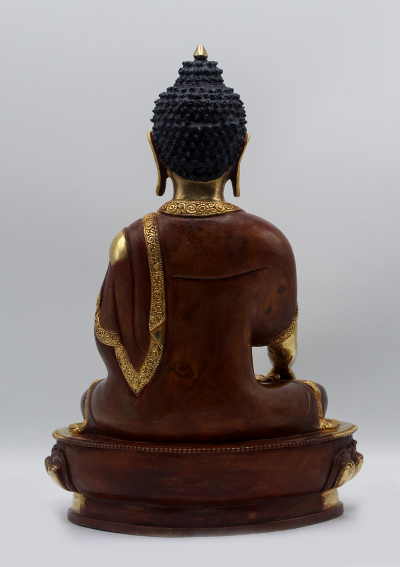 Partly Gold Plated Copper Shakyamuni 13" H