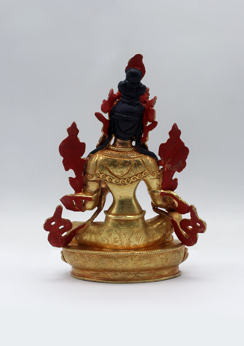 Gold Plated Green Tara Statue 6"H