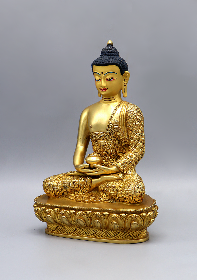 Gold Plated Amitabha Buddha Statue 8"H