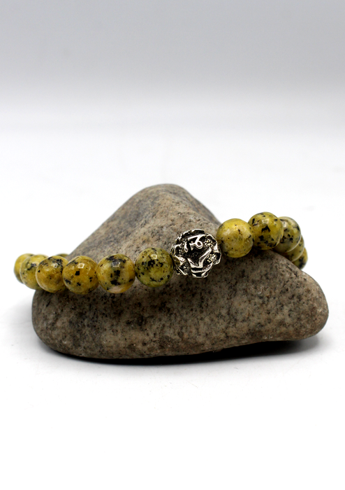 Malachite  Tibetan Beads Wrist Bracelet with Spheric Mantra