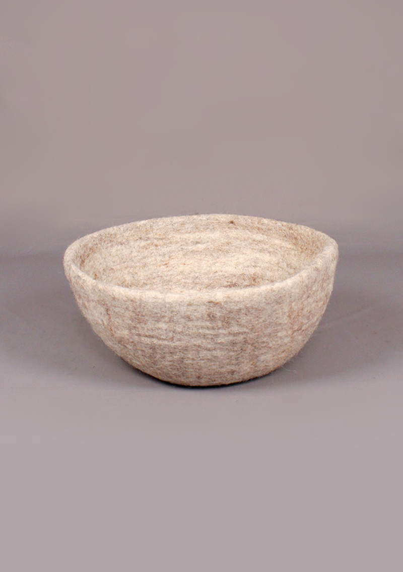 Handmade Large Felt Bowl - Light Grey