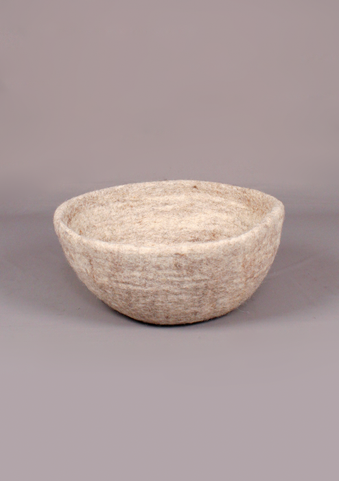 Handmade Large Felt Bowl - Light Grey