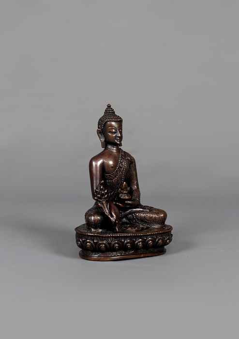 Copper Buddha Trinity Statue Set 4.75" H