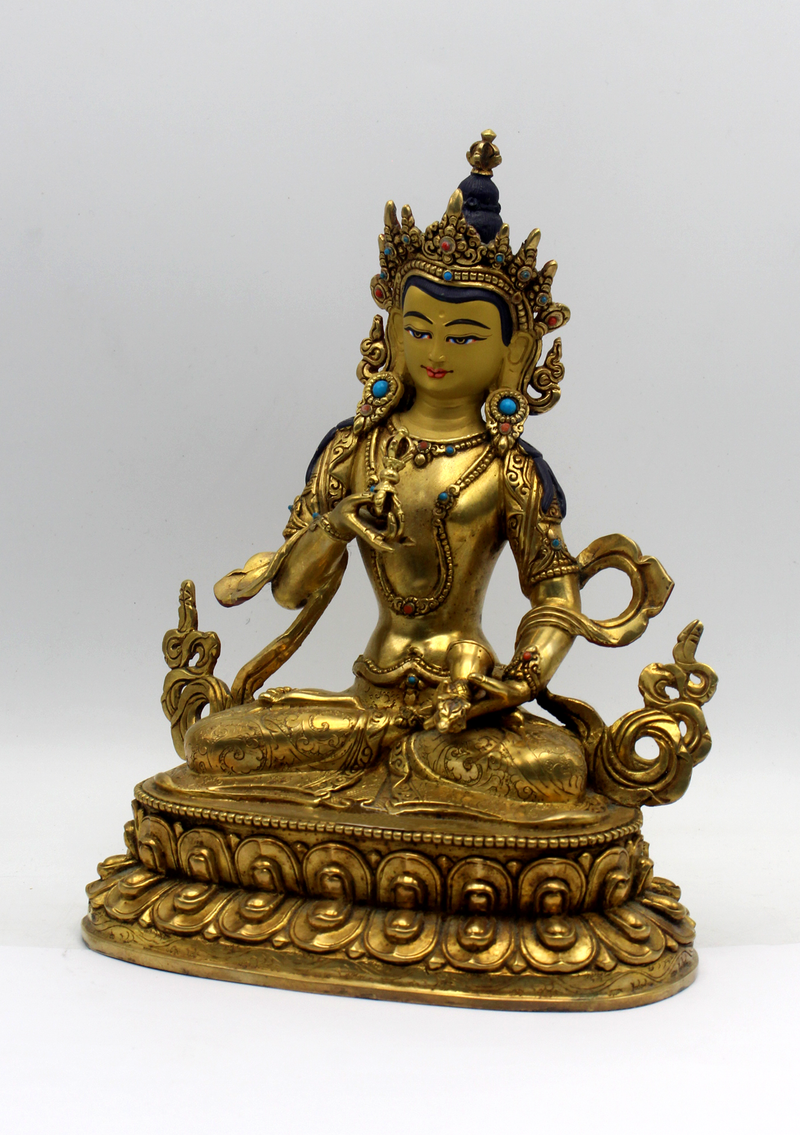 Fine Arts  24 K Gold Vajrasattva Statue 9" H