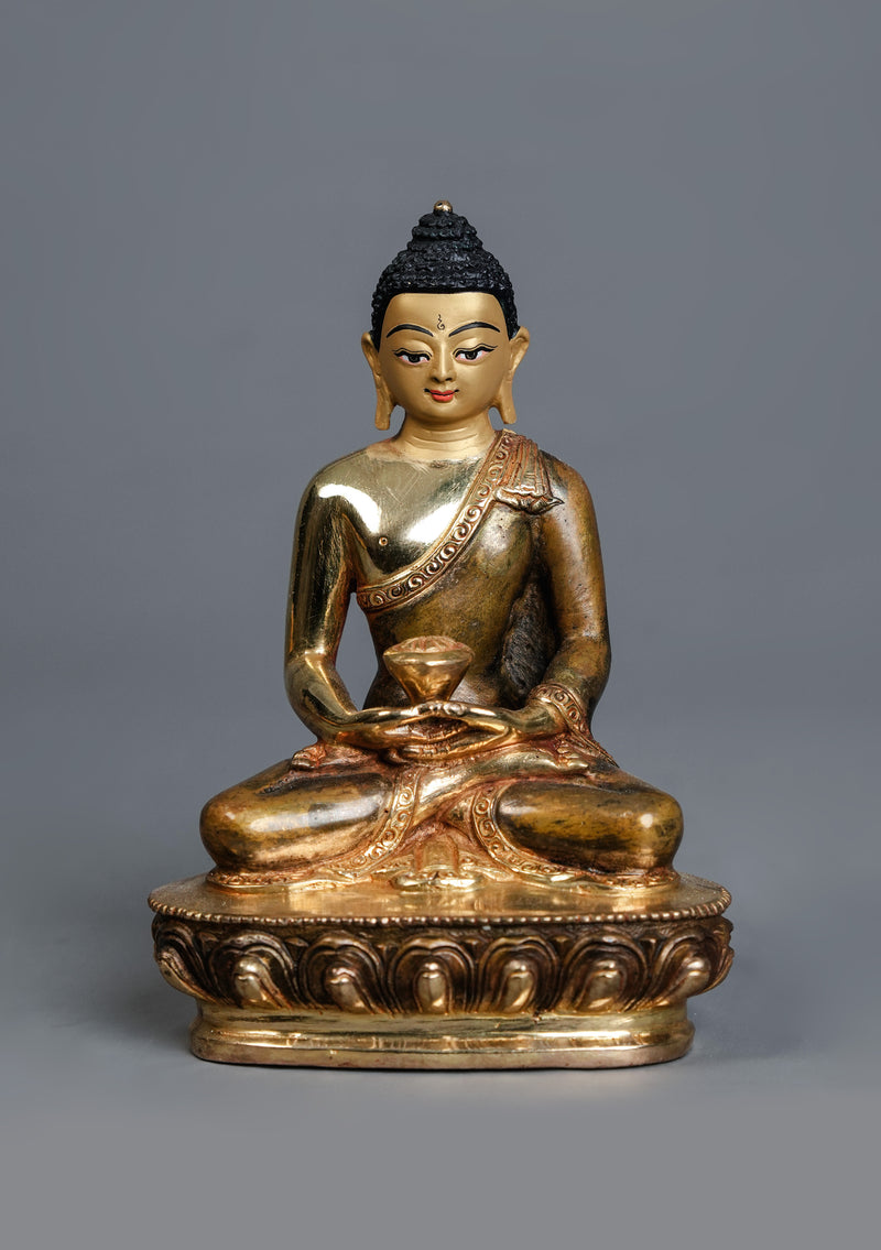 Partly Gold Plated Amitabha Buddha Statue – Handmade Nepalese Buddhist Art | 5.5" H