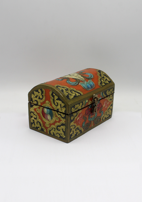 Handpainted Tibetan Wooden Optical Boxes with Conch - Medium