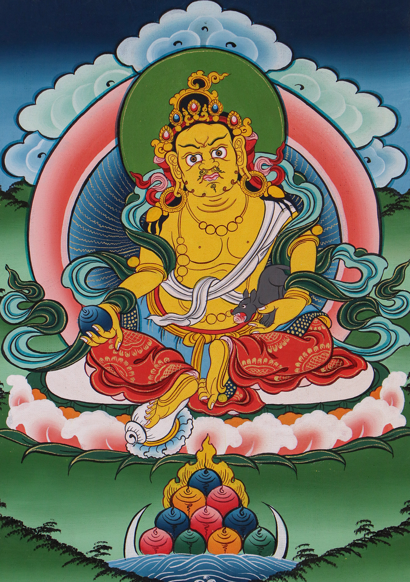 Brocade Kubera  Jambhala Thangka Painting