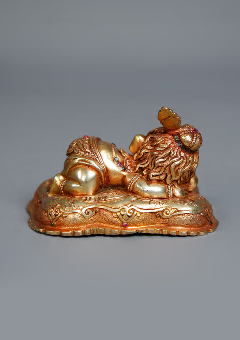 Handmade Copper  Gilded  Ganesh Idol for Home Décor & Spiritual Blessings