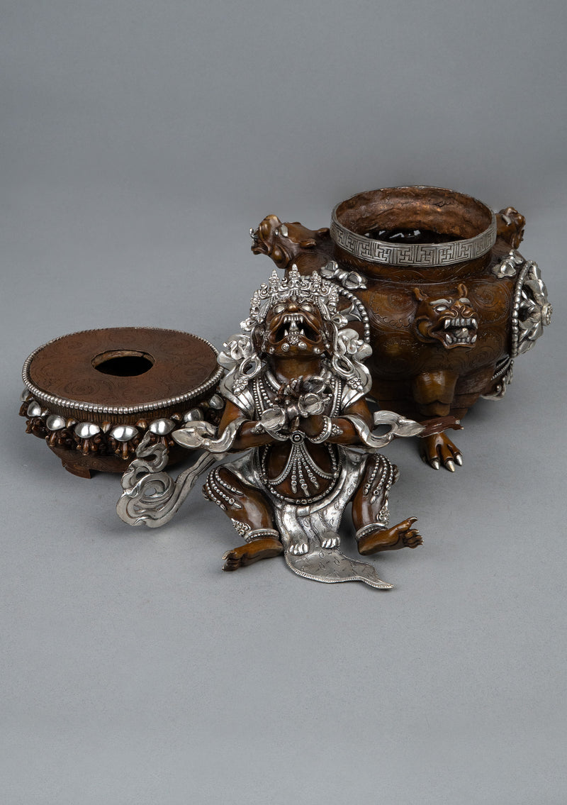 Silver  Plated Copper Vajradhaka Statue 12.5"H