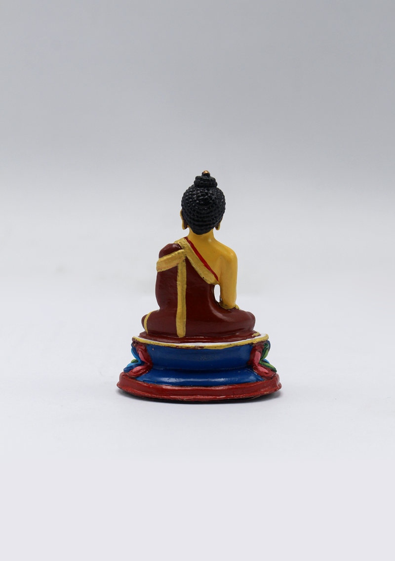 Hand Painted Copper Shakyamuni Buddha Statue 2"H